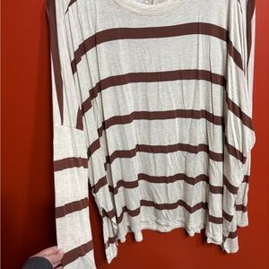 Maurices Brown and Cream Striped Long Sleeve Top